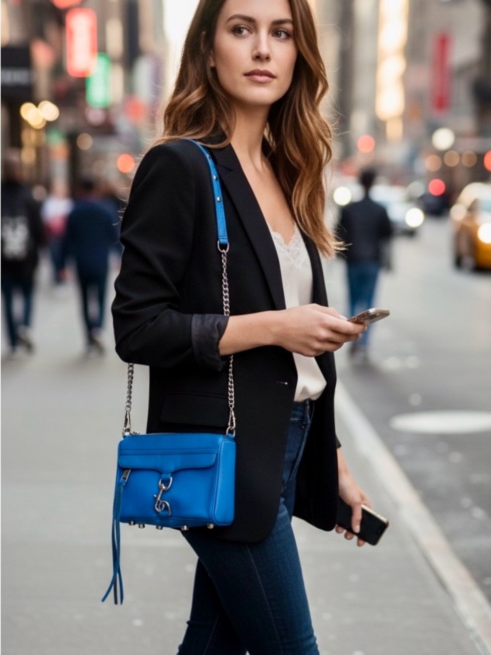Rebecca Minkoff Electric Blue Leather Crossbody with Tassel